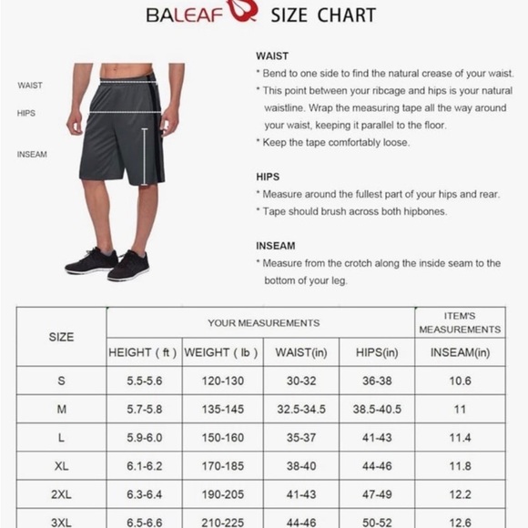 BALEAF Men's Basketball Shorts Long with Zipper Pockets Quick Dry M - Picture 9 of 9